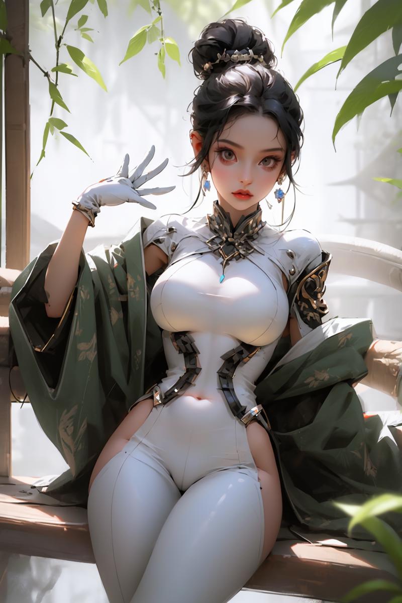 09697-3558055983-1girl, solo, black hair, bodysuit, long hair, earrings, jewelry, white bodysuit, plugsuit, gloves, breasts, white gloves, scienc.png